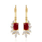 Pendientes de Plata Bañada en Oro con Rubí de Tailandia y Topacio Blanco