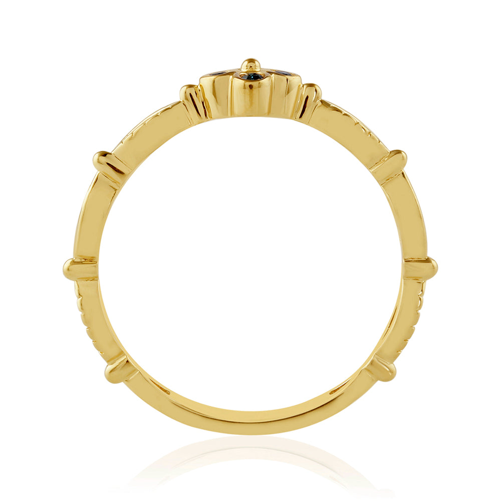 Anillo de Plata Bañada en Oro con Diamante Azul 4 