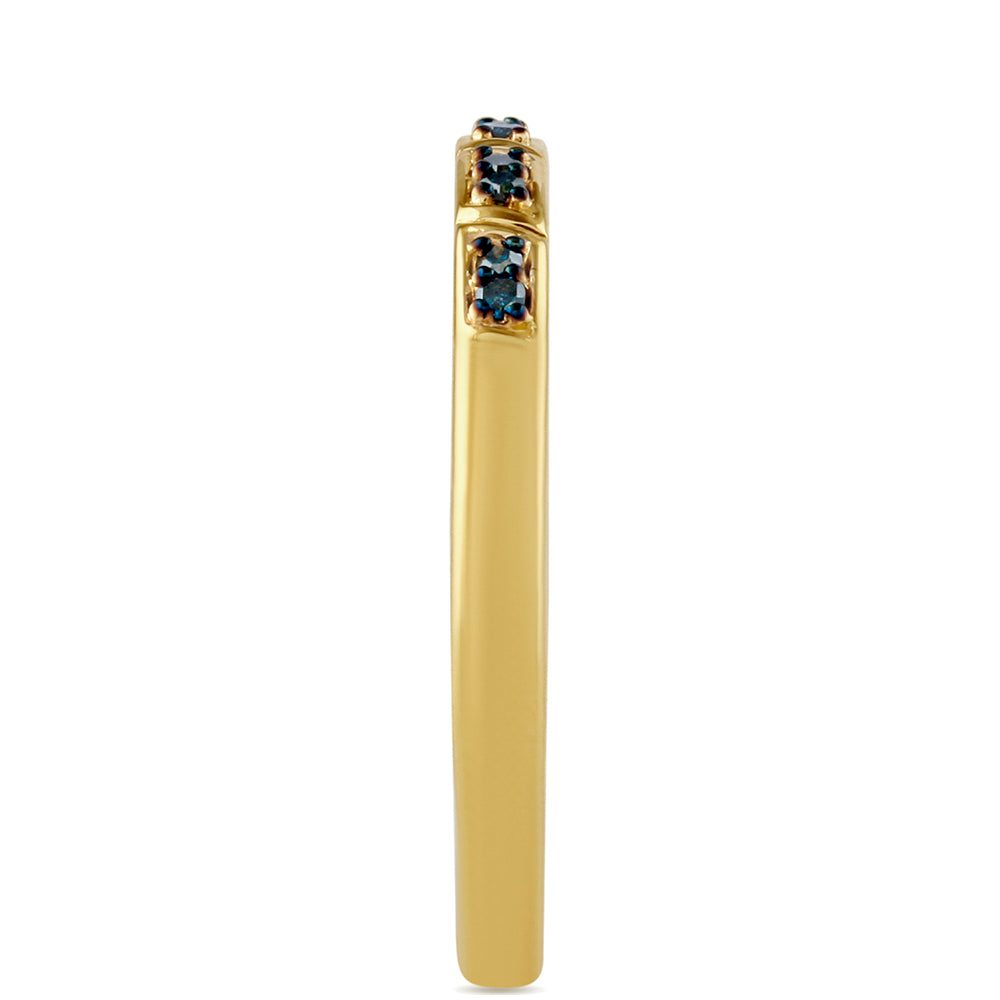 Anillo de Plata Bañada en Oro con Diamante Azul 3 