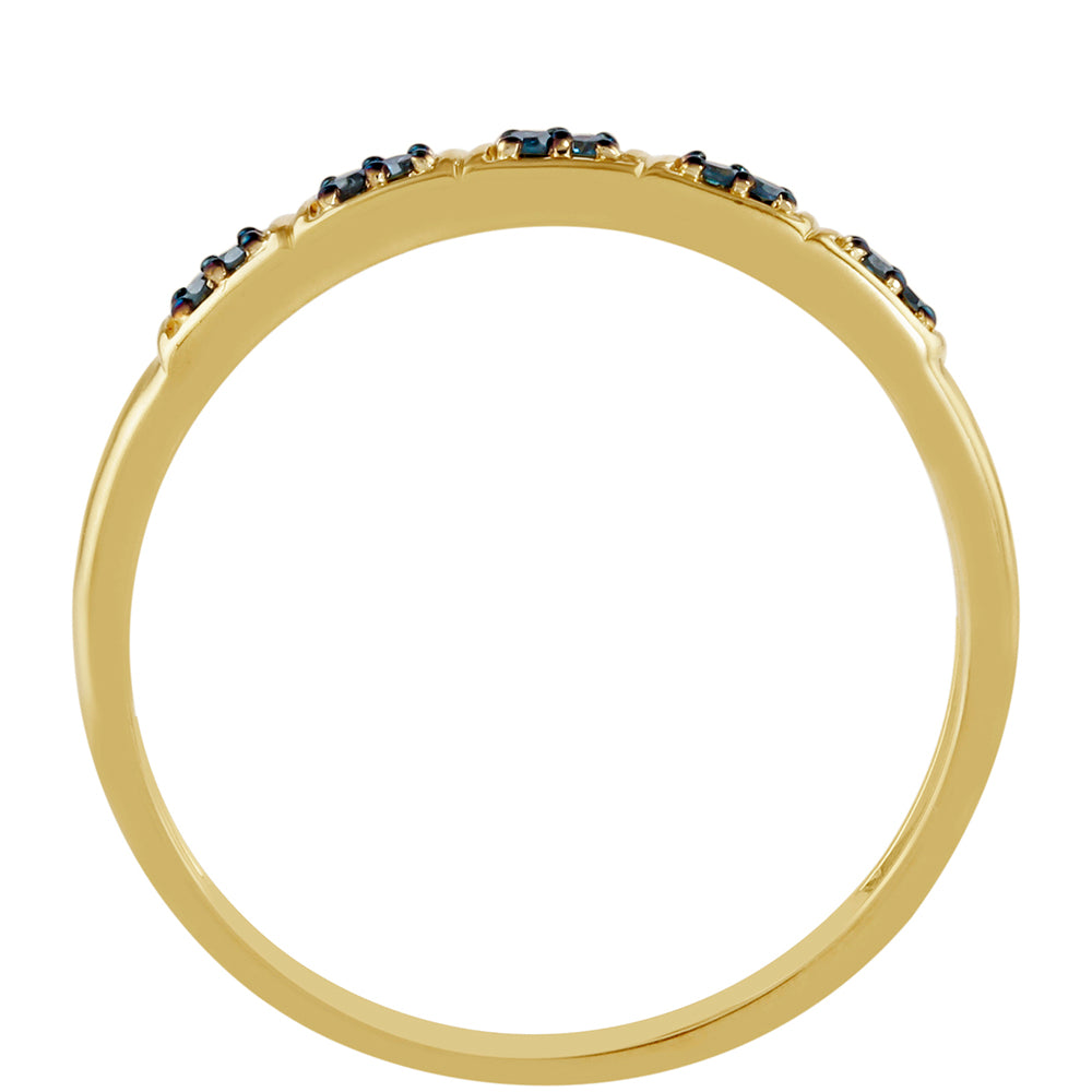 Anillo de Plata Bañada en Oro con Diamante Azul 4 