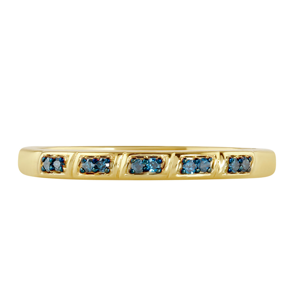 Anillo de Plata Bañada en Oro con Diamante Azul 1 