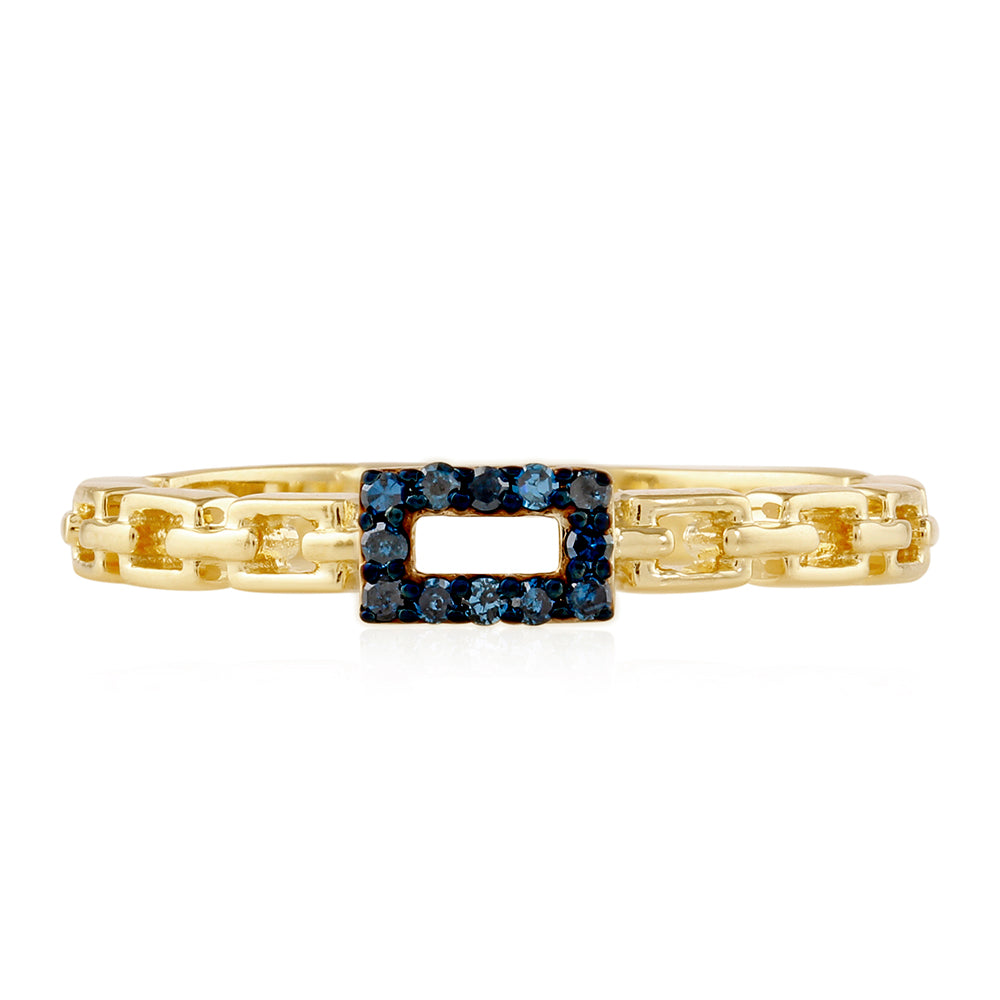 Anillo de Plata Bañada en Oro con Diamante Azul 1 