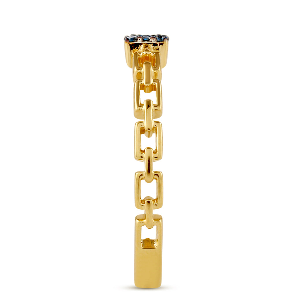 Anillo de Plata Bañada en Oro con Diamante Azul 3 