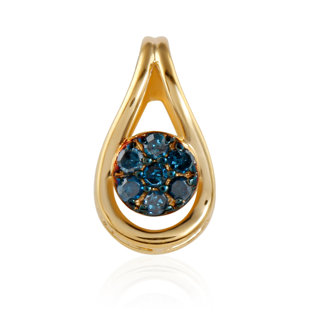 Colgante de Plata Bañada en Oro con Diamante Azul