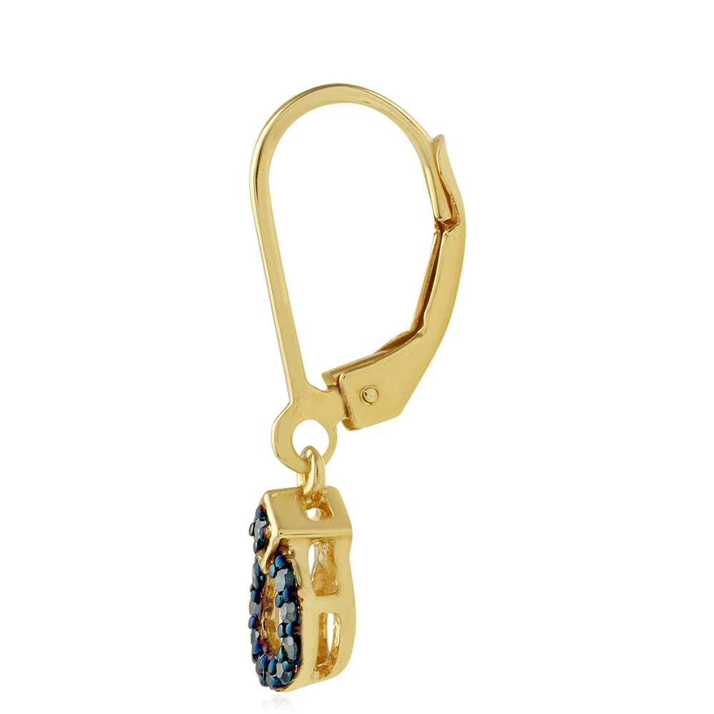 Pendientes de Plata Bañada en Oro con Diamante Azul 2 