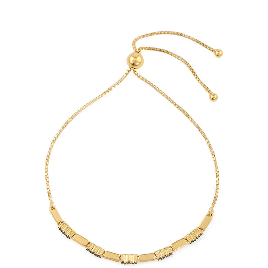 Pulsera de Plata Bañada en Oro con Diamante Azul