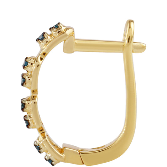 Pendientes de Plata Bañada en Oro con Diamante Azul