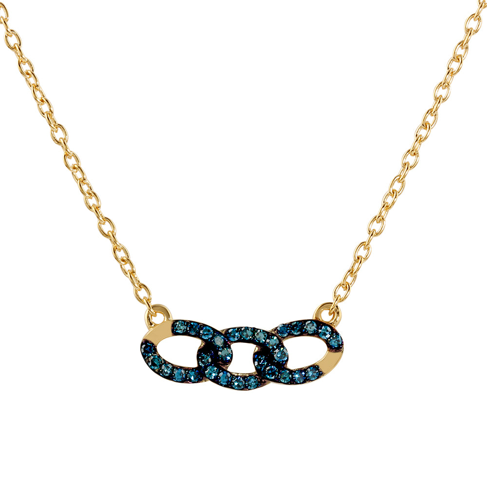 Collar de Plata Bañada en Oro con Diamante Azul 1 
