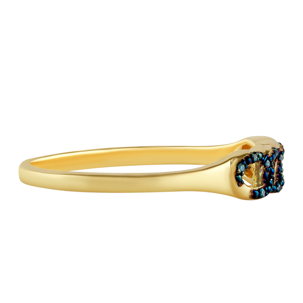Anillo de Plata Bañada en Oro con Diamante Azul 2 