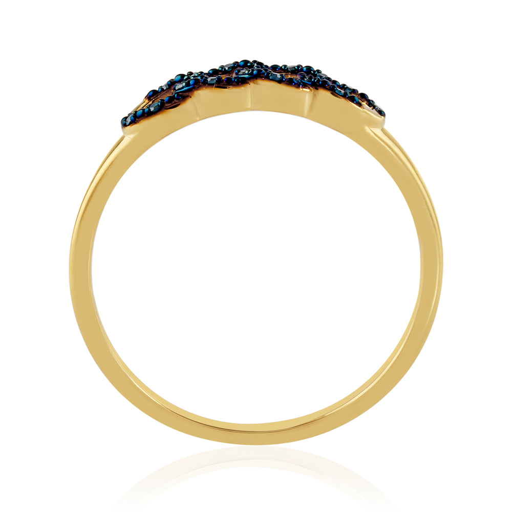 Anillo de Plata Bañada en Oro con Diamante Azul 4 