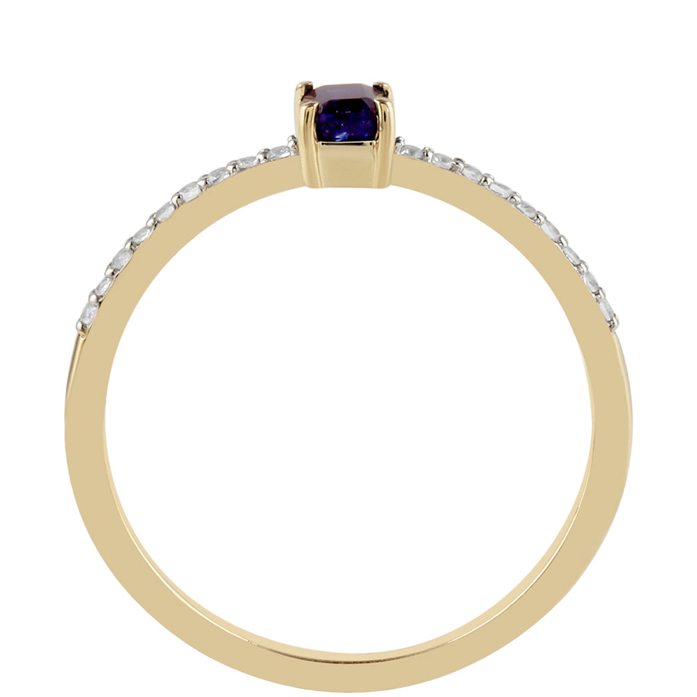 Anillo de Oro 9K con Zafiro de Tailandia y Topacio Blanco 3 