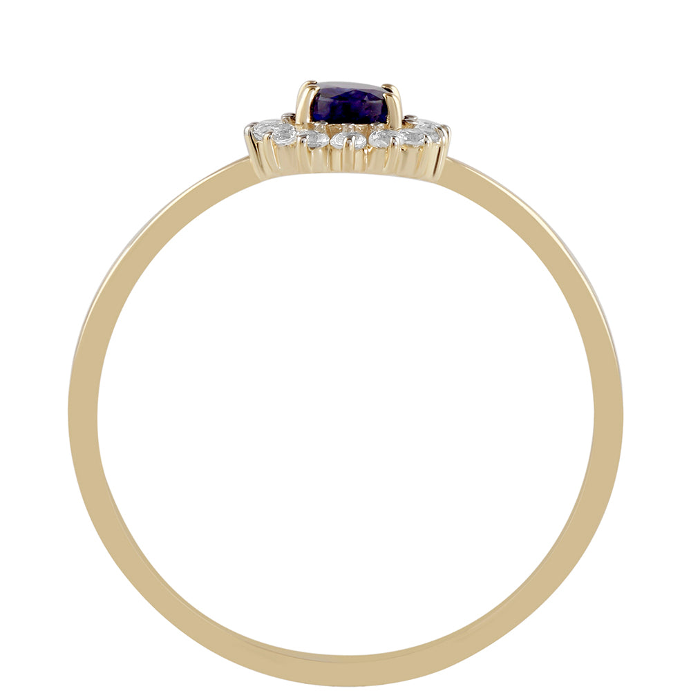 Anillo de Oro 9K con Zafiro de Tailandia y Topacio Blanco 3 