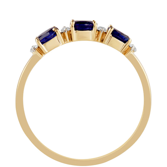 Anillo de Oro 9K con Zafiro de Tailandia y Topacio Blanco