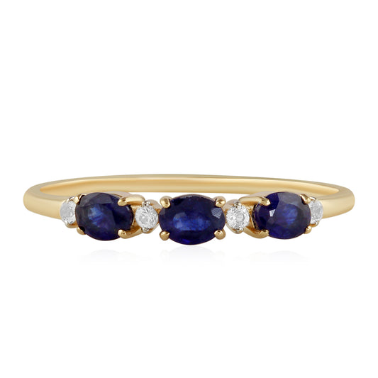 Anillo de Oro 9K con Zafiro de Tailandia y Topacio Blanco