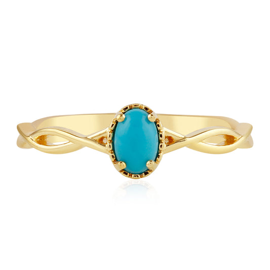Anillo de Plata Bañada en Oro con Turquesa Bella Durmiente