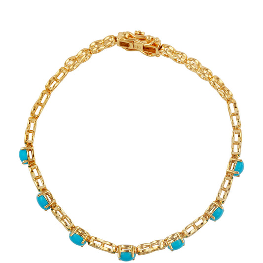 Pulsera de Plata Bañada en Oro con Turquesa Bella Durmiente