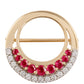 Broche de Oro 9K con Rubí de Madagascar y Zircón Blanco
