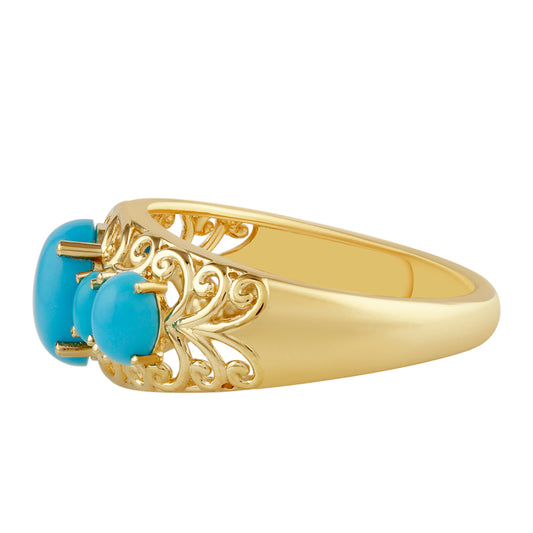 Anillo de Plata Bañada en Oro con Turquesa Bella Durmiente