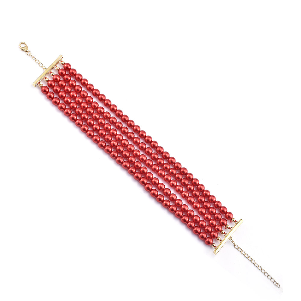 Pulsera de Plata Bañada en Oro con Perla roja de río 1 