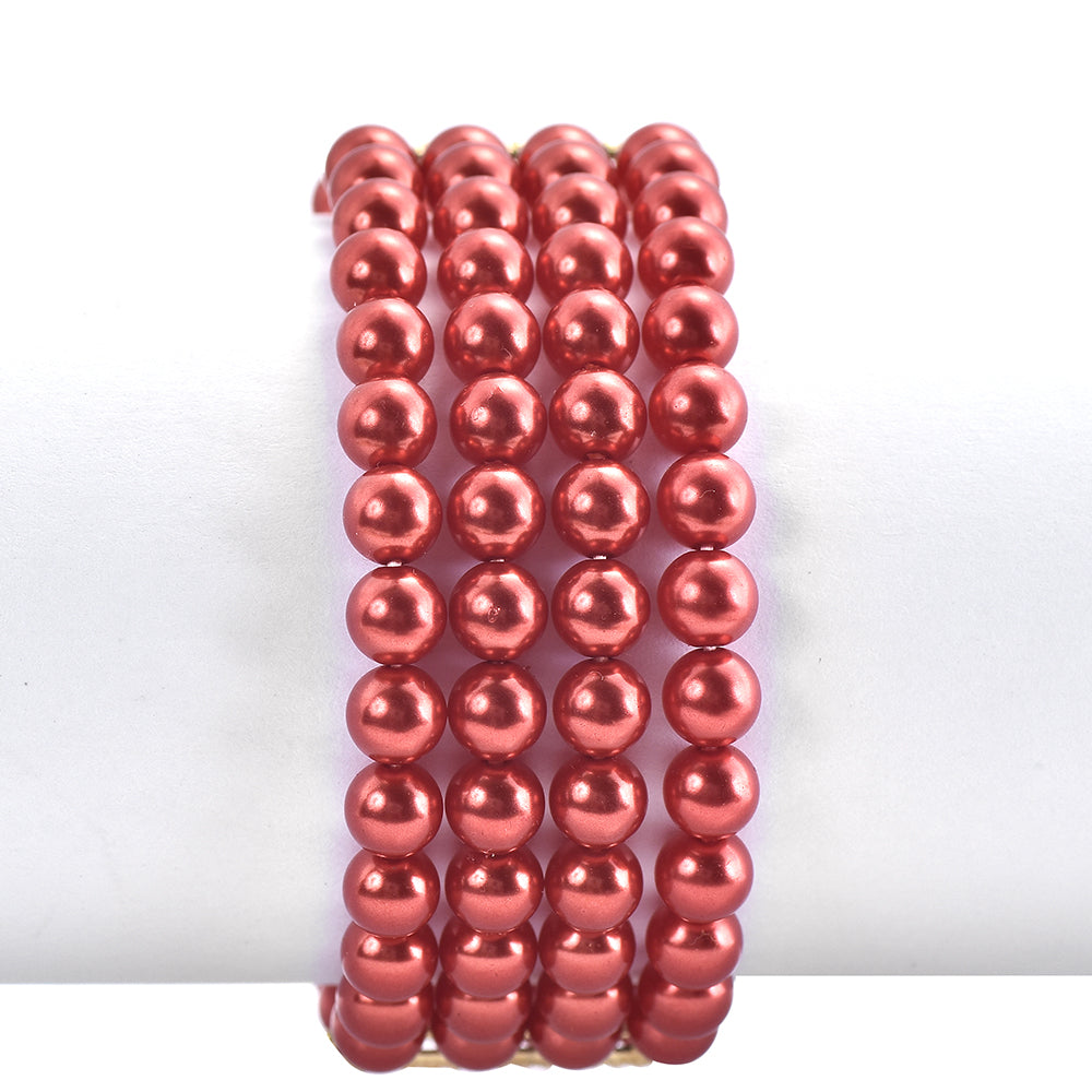 Pulsera de Plata Bañada en Oro con Perla roja de río 2 