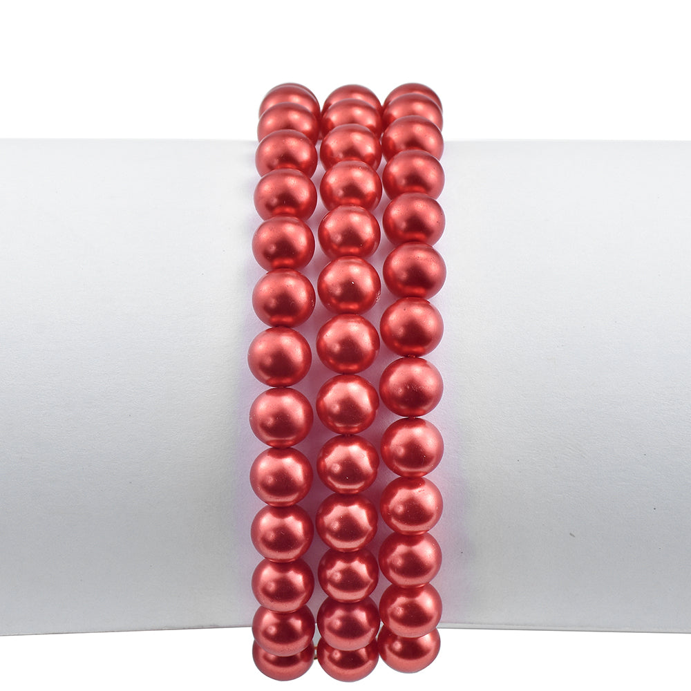 Pulsera de Plata Bañada en Oro con Perla roja de río 2 