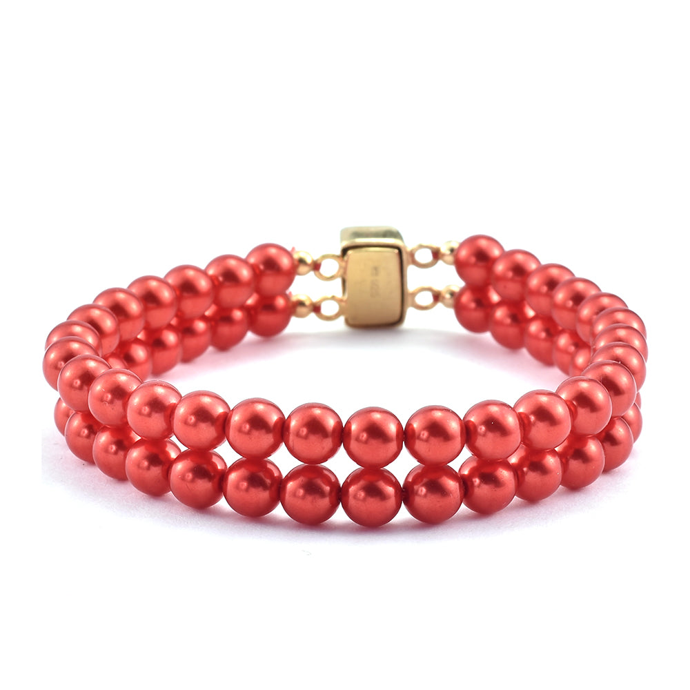 Pulsera de Plata Bañada en Oro con Perla roja de río 1 