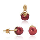 Conjunto de Plata Bañada en Oro con Perla roja de río ( Pendientes +Anillo +Colgante )