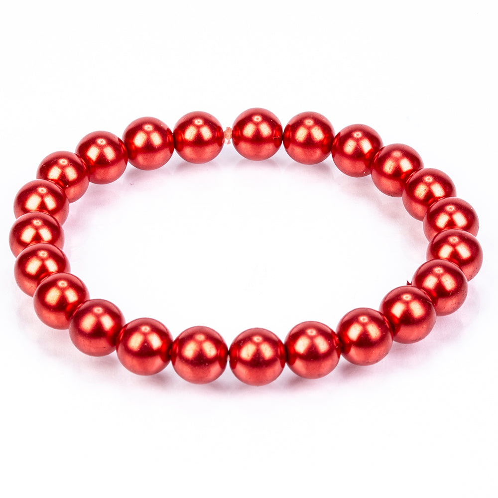 Conjunto de Plata Bañada en Oro con Perla roja de río ( Collar +Pendientes +Pulsera ) 7 