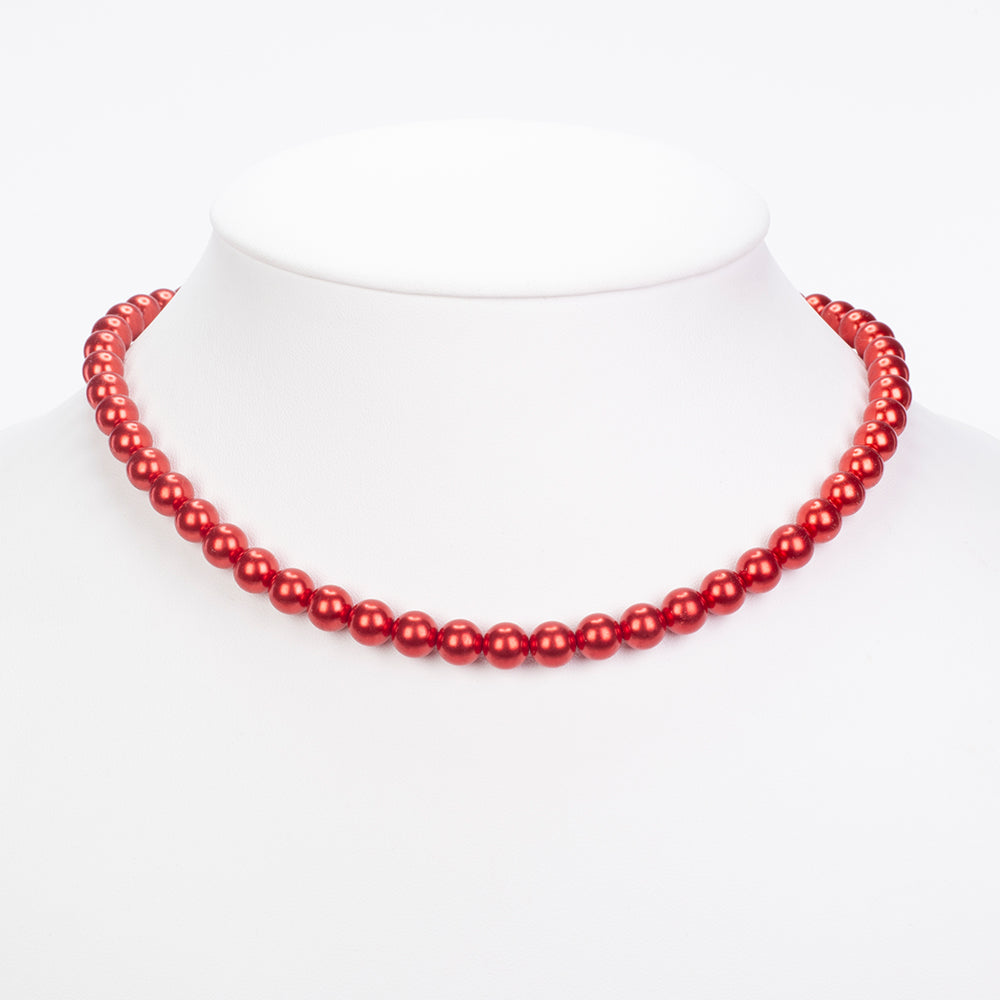 Conjunto de Plata Bañada en Oro con Perla roja de río ( Collar +Pendientes +Pulsera )