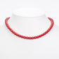 Conjunto de Plata Bañada en Oro con Perla roja de río ( Collar +Pendientes +Pulsera )