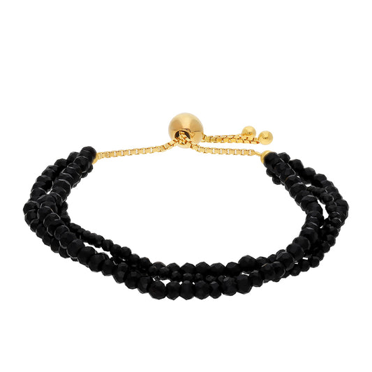 Pulsera de Plata Bañada en Oro con Ónix Negro