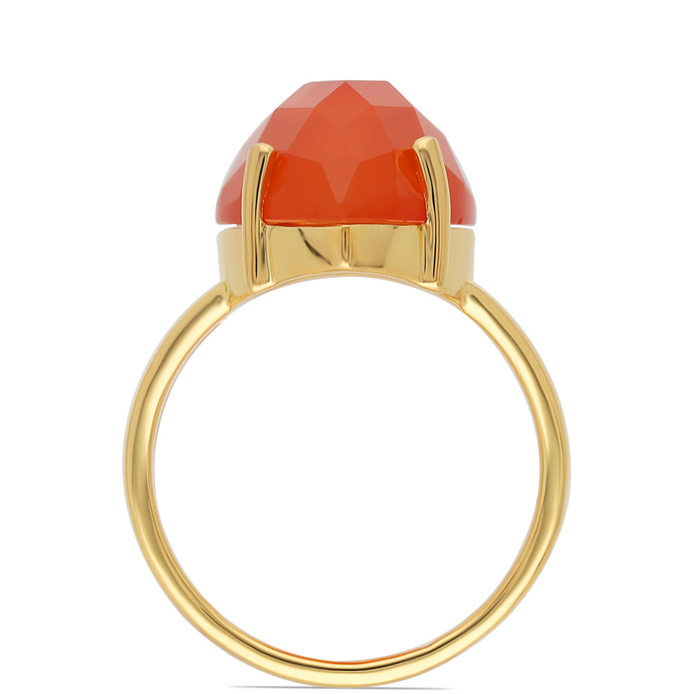 Anillo de Plata Bañada en Oro con Ónice rojo