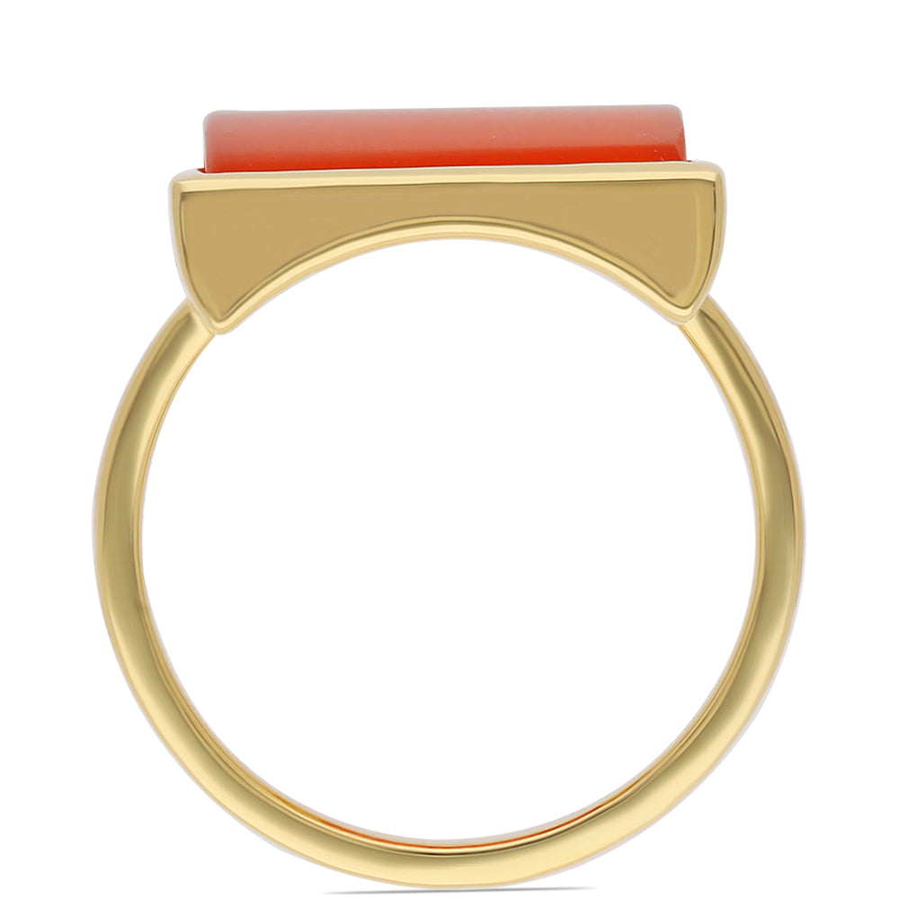 Anillo de Plata Bañada en Oro con Ónice rojo