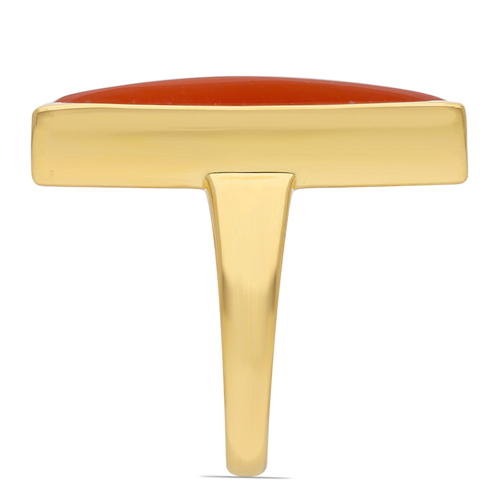 Anillo de Plata Bañada en Oro con Ónice rojo 4 