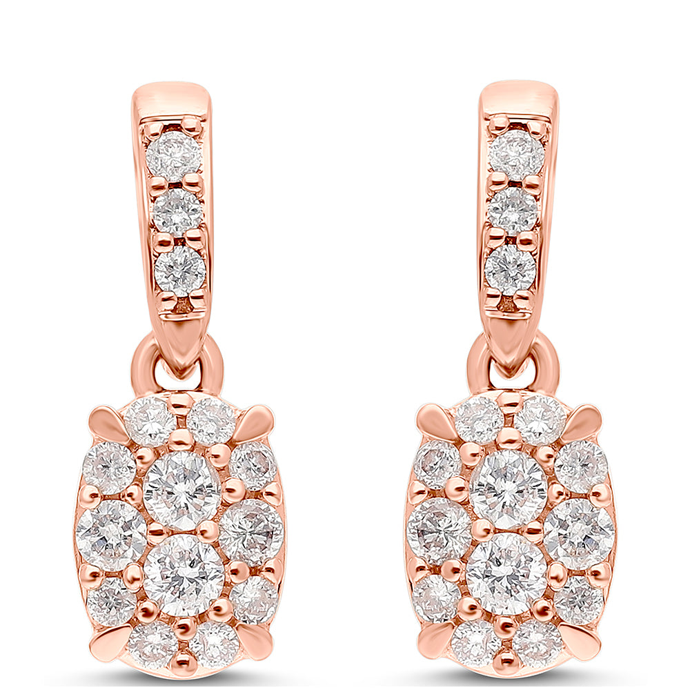 Pendientes de Oro 9K con Diamante Rosa