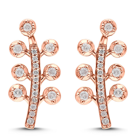 Pendientes de Oro 9K con Diamante Rosa