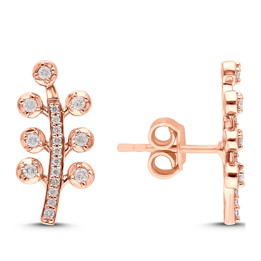 Pendientes de Oro 9K con Diamante Rosa