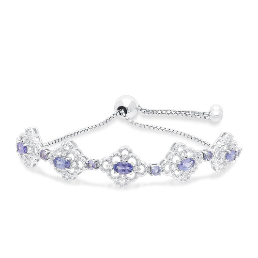 Pulsera de Plata con Tanzanita y Topacio Blanco