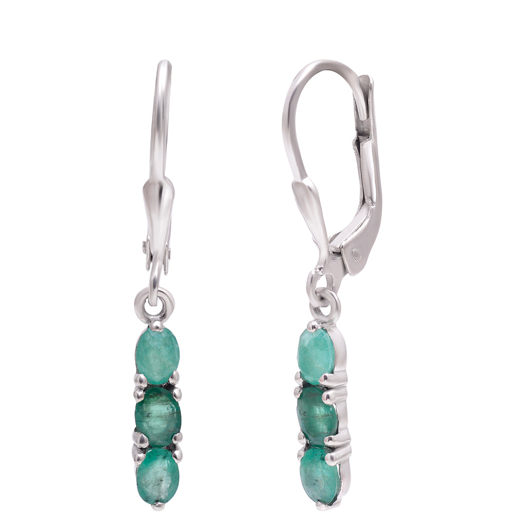 Pendientes de Plata con Esmeralda de Brasil