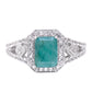 Anillo de Plata con Esmeralda de Brasil y Topacio Blanco