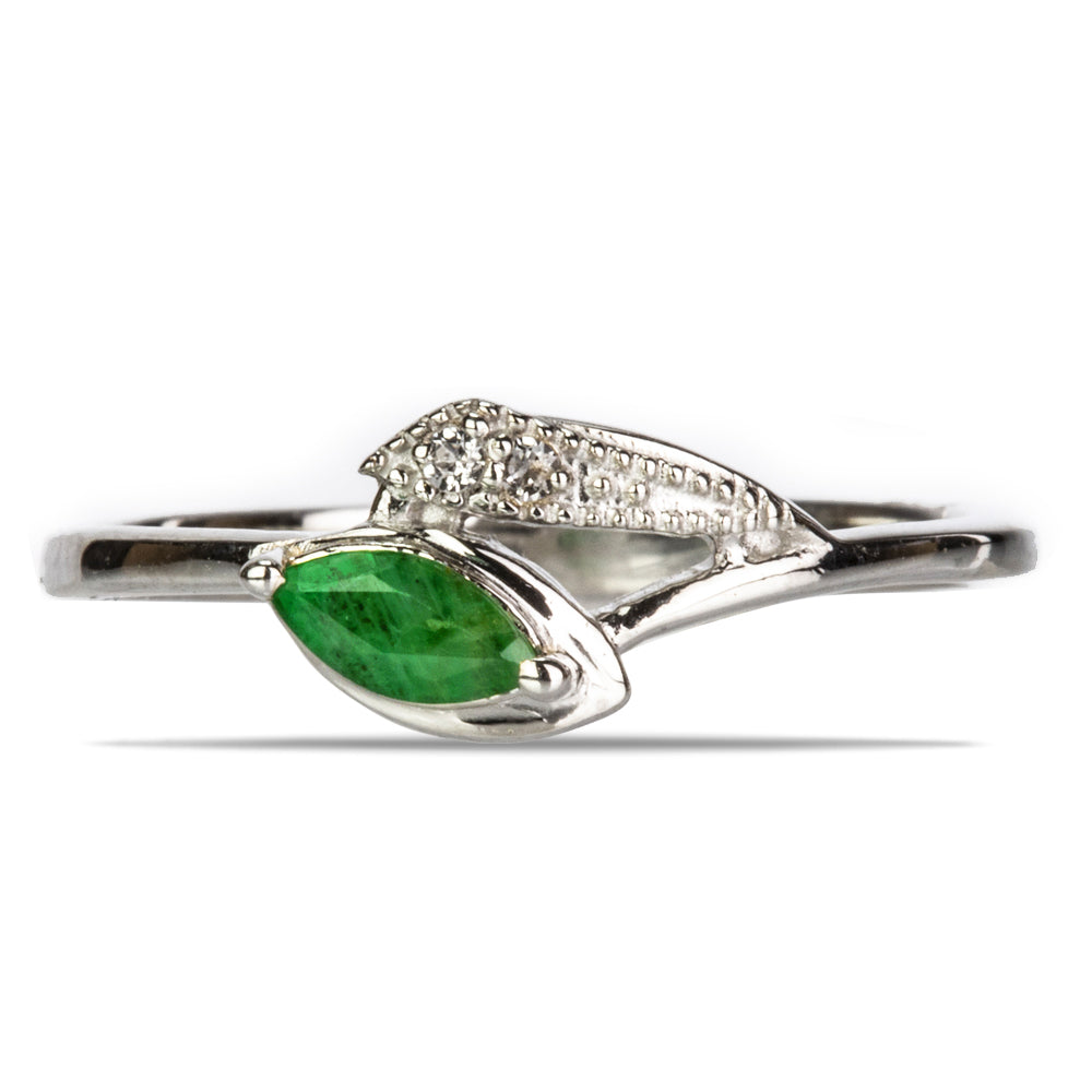 Anillo de Plata con Esmeralda de Brasil y Topacio Blanco