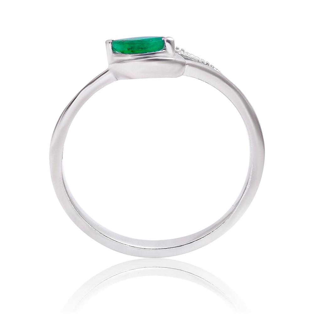 Anillo de Plata con Esmeralda de Brasil y Topacio Blanco 2 