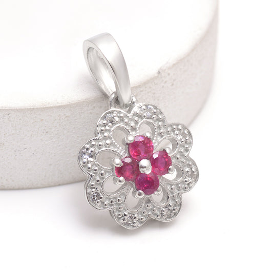 Colgante de Plata con Rubí de Madagascar y Topacio Blanco
