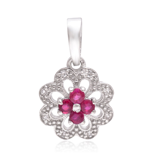 Colgante de Plata con Rubí de Madagascar y Topacio Blanco