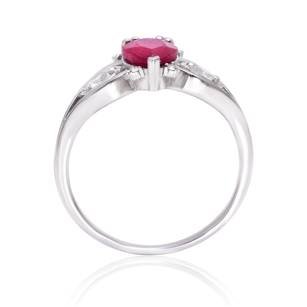 Anillo de Plata con Rubí de Madagascar y Topacio Blanco