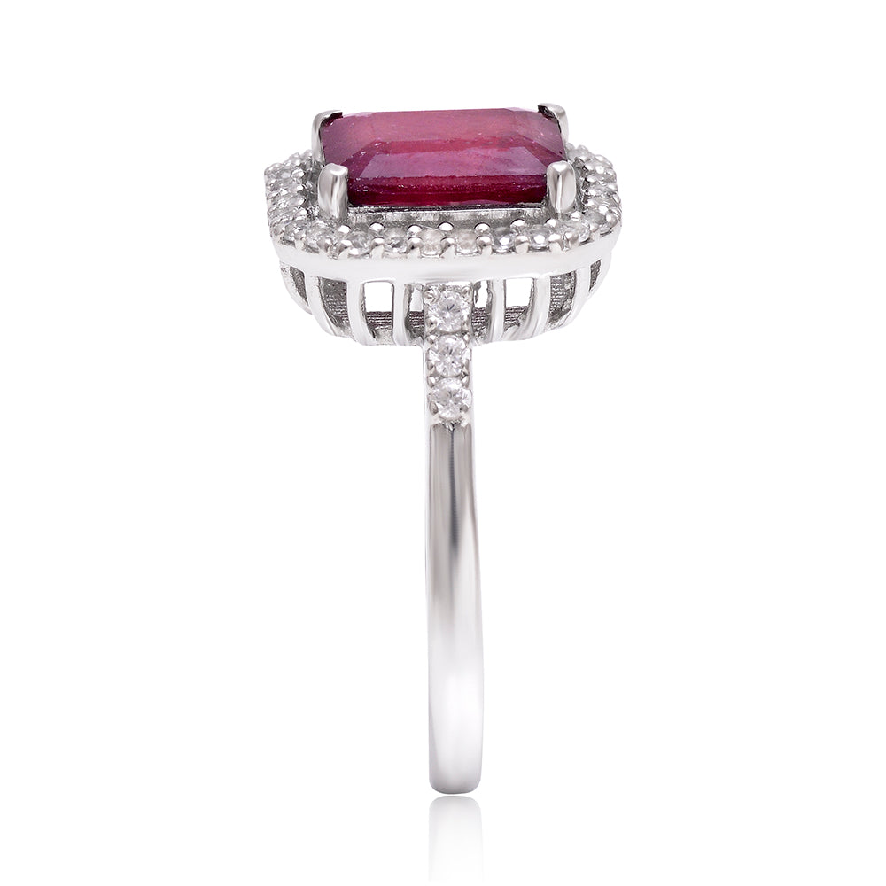 Anillo de Plata con Rubí de Madagascar y Topacio Blanco 3 