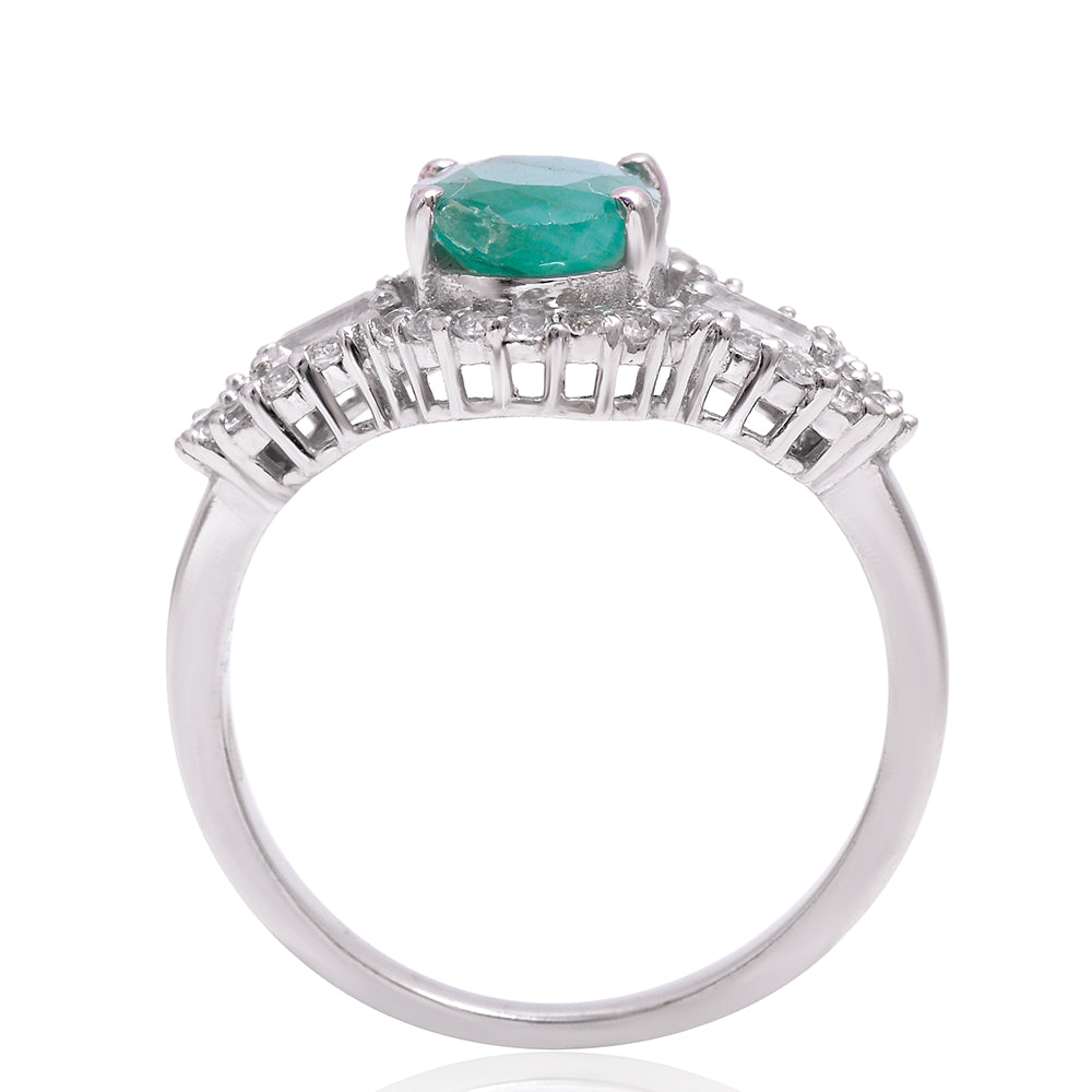 Anillo de Plata con Esmeralda de Brasil y Topacio Blanco 2 