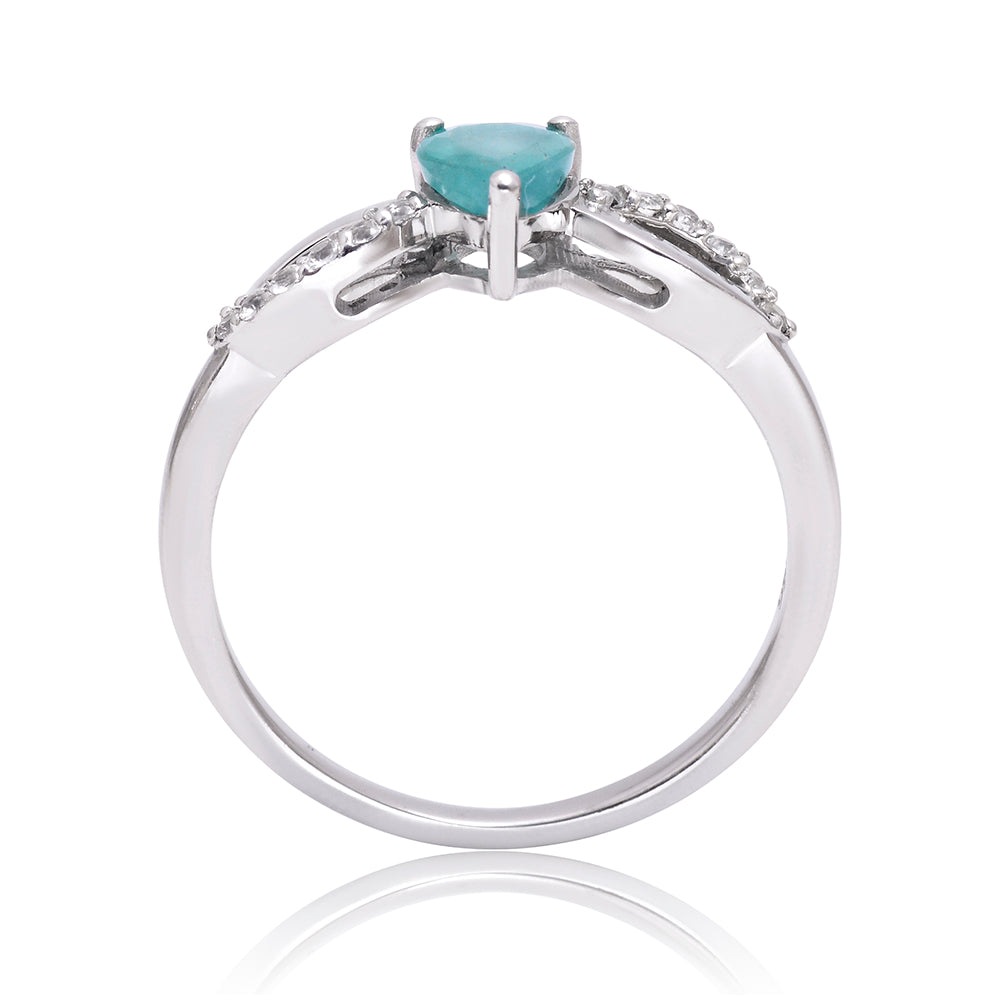 Anillo de Plata con Esmeralda de Brasil y Topacio Blanco