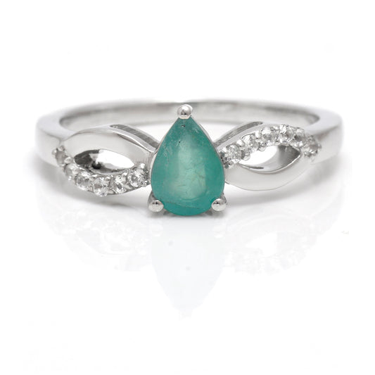 Anillo de Plata con Esmeralda de Brasil y Topacio Blanco