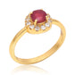 Anillo de Plata Bañada en Oro con Rubí de Madagascar y Topacio Blanco